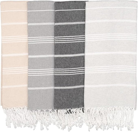Oversized Turkish Beach Towel 38’’x71’’ - Set of 4 | 100% Turkish Cotton Lightweight Sand Free Quick Dry Pool Towels | Extra Large Bath Towels for Adults Beach Blanket Essentials
