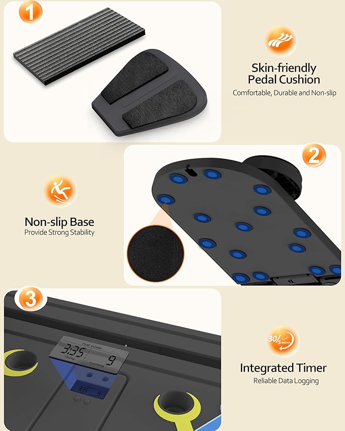 Pilates Board Pilates Reformer Set - Pilates Board for Home Workout, Multifunctional Pilates Board for Core, Glutes, Balance Training, Non-Slip Design with Cushioned Pads, Portable Pilates Board