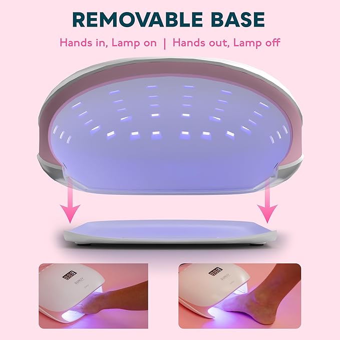 SUNUV LED UV Nail Light, UV Lamp for Gel Nails Polish with 4 Timer Settings, LCD Display Removable Base, SUN4S Pink