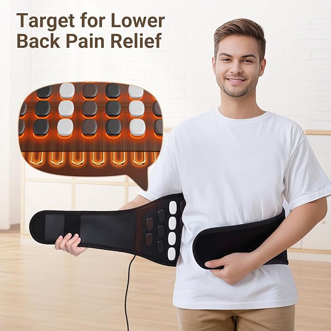 Comfytemp Far Infrared Back Heating Pad for Deeper Muscle Pain Relief, 50 Tourmaline Natural Stones FSA Eligible HSA FIR Waist Belt, 6 Heat 8 Timer, Birthday Gifts for Mom Dad, (No Massage or Battery)