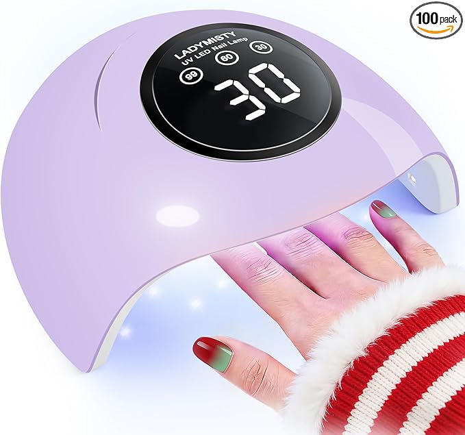 72W UV LED Nail Lamp, 2026 New Upgrade UV Light for Gel Nails with 18 Beads, 3 Timer Nail Dryer, LCD Display, Auto Sensor, Professional Nail Lamps for Gel Polish – Perfect Christmas Gifts, Purple Lamp