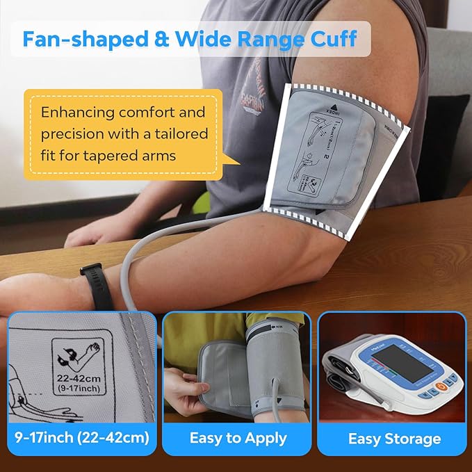 ESM201 Blood Pressure Monitors for Home Use, 9-17" Wide Range Adjustable Blood Pressure Cuff and Big Numbers Display Backlit, Irregular Heartbeat Detector