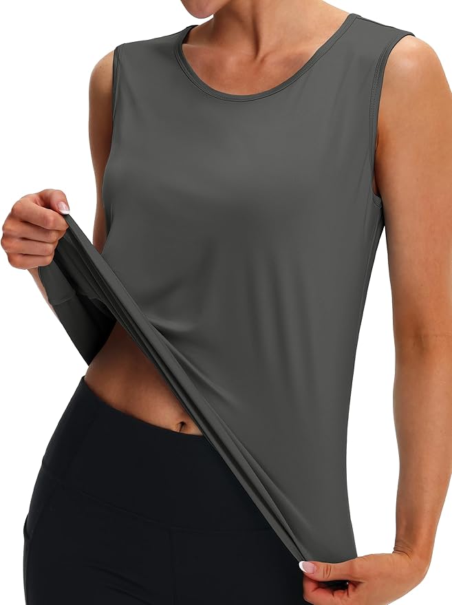 MAGCOMSEN Women's Workout Tank Top Athletic Muscle Sleeveless Crew Neck Shirt UPF 80+ Moisture Wicking Gym Running