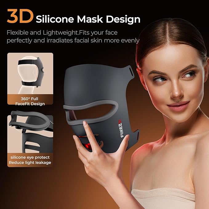 Red Light Therapy for Face Mask 460 LED with Anti-aging 4 Modes, 5000mAh Rechargeable Remote - Face Light Therapy Mask, Curved Soft Led Face Mask Makes Skin Glowing