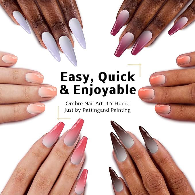 Sponge Pat Gel Nail Polish Palette, 16 Colors Blending Ombre Gel Polish Patting Gradient Painting Nails Art, No Wipe, UV/LED Cured (16 Colors F)