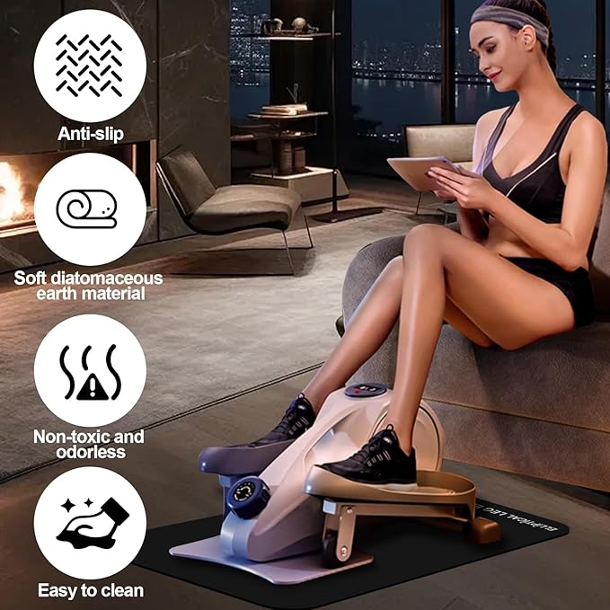 Leg Exerciser Machine Mat, Non-Slip Workout Mat for Under Desk Ellipticals, Ellipse Machine Non-Slip Mat, Workout Equipment Mat Floor Protection, Improves Machine Stability & Protects The Floor