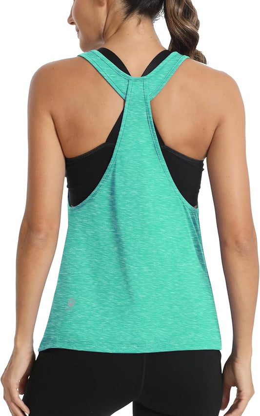 ICTIVE Workout Tops for Women Sleeveless Open Back Muscle Racerback Exercise Tank Shirts