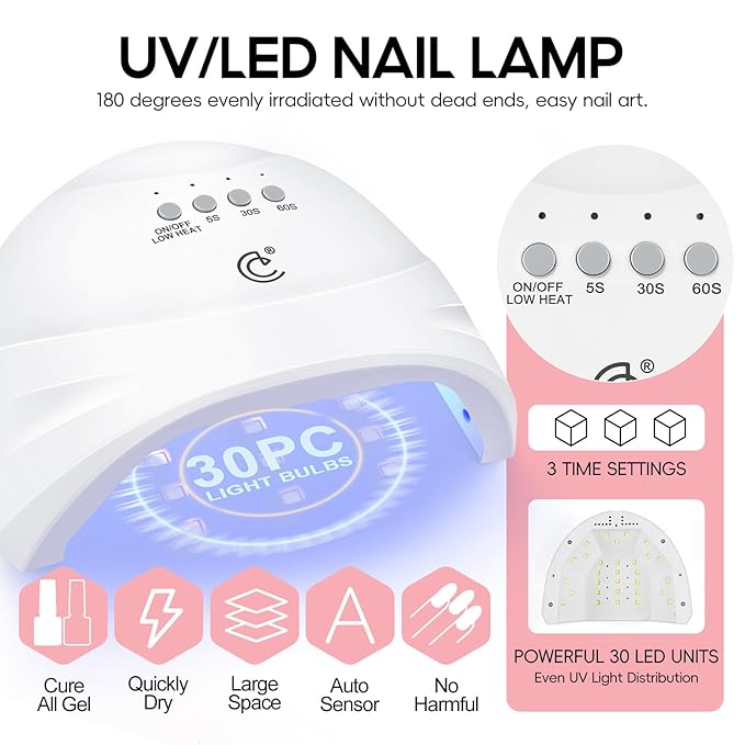 COSCELIA 52pcs Gel Nail Polish Kit with U V light 35 Colors Fall Gel Polish Set Cream Color Collection 5PC Top Base Coat Nail Art Manicure Kit for Beginners with Everything Gifts for Women