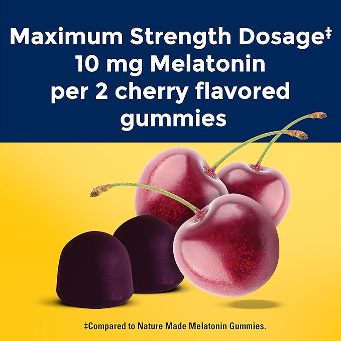 Nature Made Time Release Melatonin Gummies 10mg per Serving, Maximum Strength Dosage Sleep Aid for Adults, 100% Drug Free, 60 Gummies, 30 Day Supply