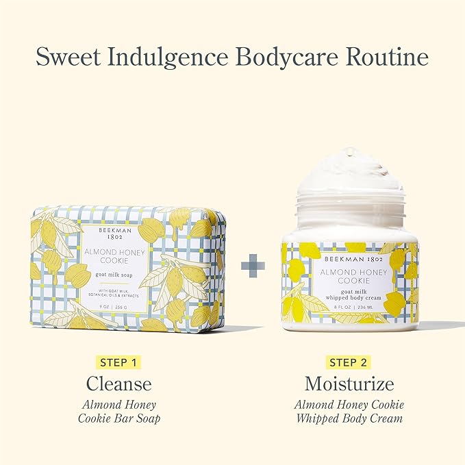 Beekman 1802 Almond Honey Cookie Whipped Body Cream - 8 oz - Moisturizes, Soothes & Softens - With Coconut Oil and Mango Seed Butter - No Irritation - Good for Sensitive Skin