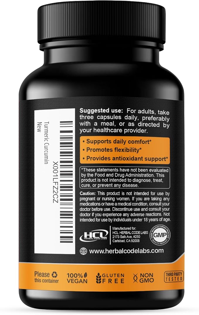Turmeric Curcumin Extract 1500mg – Full Dose of 95% Curcuminoids with Black Pepper Ginger & Cinnamon – High Absorption Turmeric Supplement – Non-GMO Natural Capsules
