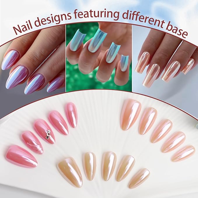 Artdone Chrome Nail Powder Moonlight Blue 1gram Iridescent Aurora Powder Metallic Mirror Effect Pigment Pearlescent Mermaid Pearl Glitter Dust Kit