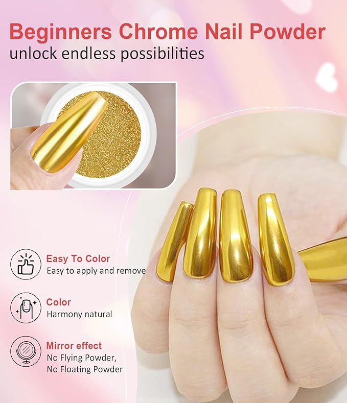 Chrome Powder for Nails: 6pcs Metallic Effect Chrome Powder Aurora Mermaid Iridescent Holographic Nail Powder Pigment Glitter Nail Powder Nailr Art Decoration