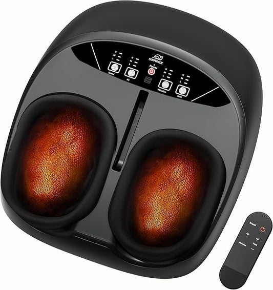 Snailax Shiatsu Foot Massager with Heat Remote Control, Size up to 13, Electric Heated Foot Massage Machine, 3 Levels of Kneading/Vibration/Compression/Heat, Gifts for Dad Mom