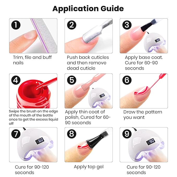 RARJSM Gel Liner Nail Art 24 Pieces 5ml Gel Art Liners for Nails Pink Red Green Yellow Silver Gold Glitter Summer Fall Nude Colors Painting Striping Gelpolish Thin Brush UV Soak off Curing Needed