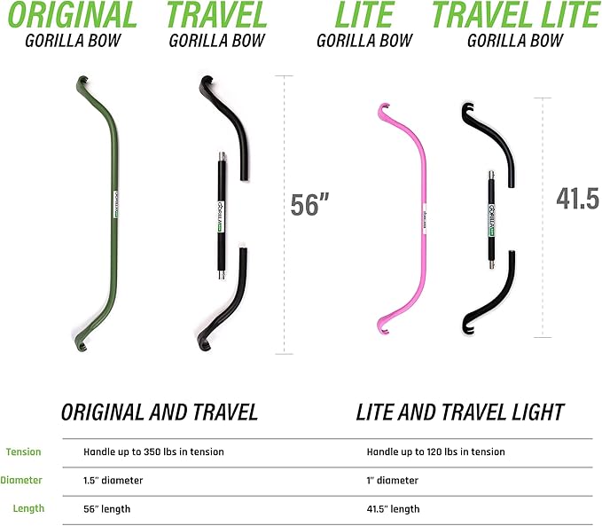 Travel Gorilla Bow Portable Home Gym System, Strength Training Equipment 100 Plus Quality Workouts, All in One Exercise Equipment for Travel, Home Gym & Outdoor Workouts