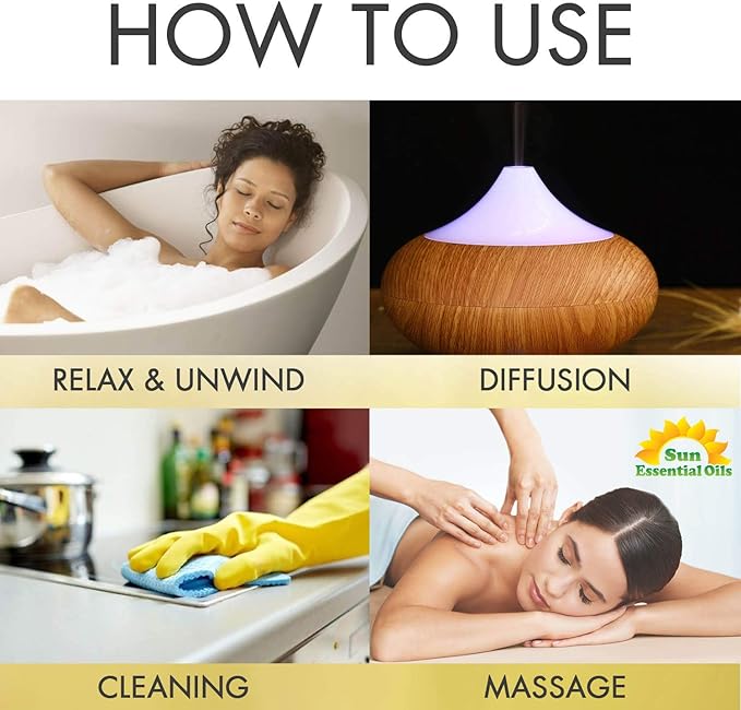Sun Essential Oils – 4 oz Bay Essential Oil with Dropper for Diffuser, Massage Therapy, Scalp Care, Aromatherapy, Fresh Scent for Candle, Lotion & Shampoo Making, Room Fragrance