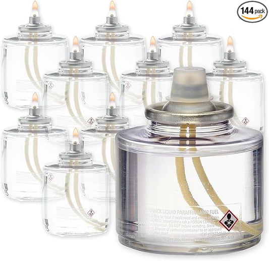 Hollowick Disposable Liquid Candles, 17 Hour, for Use in Glass Votive Tealight Lamp Holders, Restaurant Wedding Table Top Lights, Child Resistant Closures, 12 Pieces, Clear Fuel Oil HD17-12M