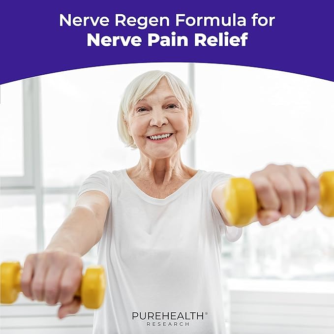 PUREHEALTH RESEARCH Nerve Regen Formula - Nerve Support Supplement for Feet & Hands - with Alpha Lipoic Acid ALA, Benfotiamine, Acetyl L-Carnitine, Riboflavin, Vitamin B6, B12, D & More - 60 Capsules