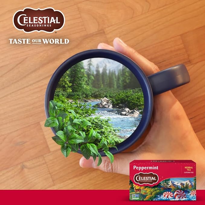 Celestial Seasonings Peppermint Herbal Tea, Caffeine Free, 20 Tea Bags Box (Pack of 6)