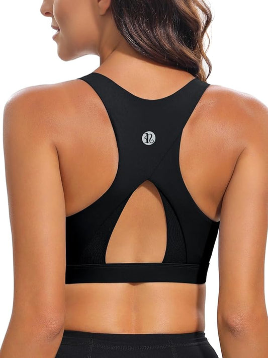 RUNNING GIRL High Impact Sports Bras for Women,Racerback Running Bra Workout Crop Tank Tops Longline Sports Bra Push up