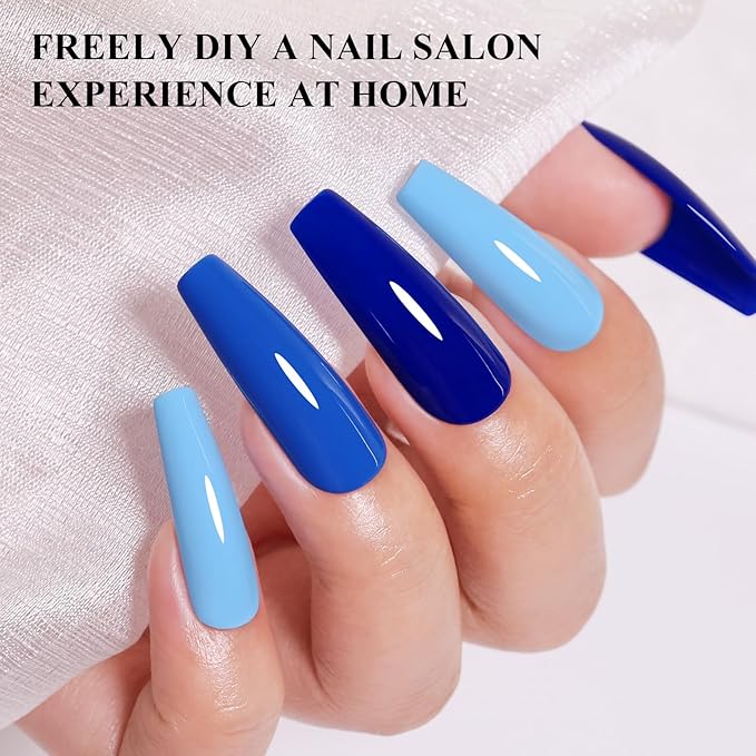 6 Colors Gel Nail Polish Kit Navy Deep Baby Blue Hema Free Long Lasting Summer Manicure Gift