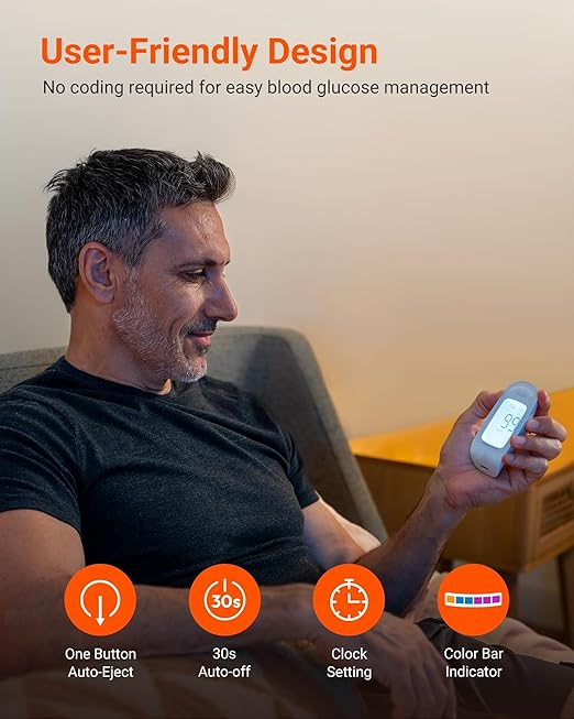 iHealth Acacia Blood Glucose Monitor Kit, 100 Glucometer Strips, 100 Lancets, 1 Blood Sugar Monitor, 1 Lancing Device, 1 Travel Bag, No Coding, Portable Blood Sugar Testing Kit, Diabetes Testing