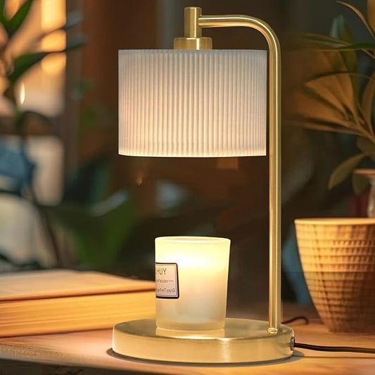 Candle Warmer Lamp with Timer, Dimmable Candle Wax Warmer Electric Candle Lamp for Scented Candles with Bulbs, House Warming Gifts Brithday Gifts Home Decor(Gold)