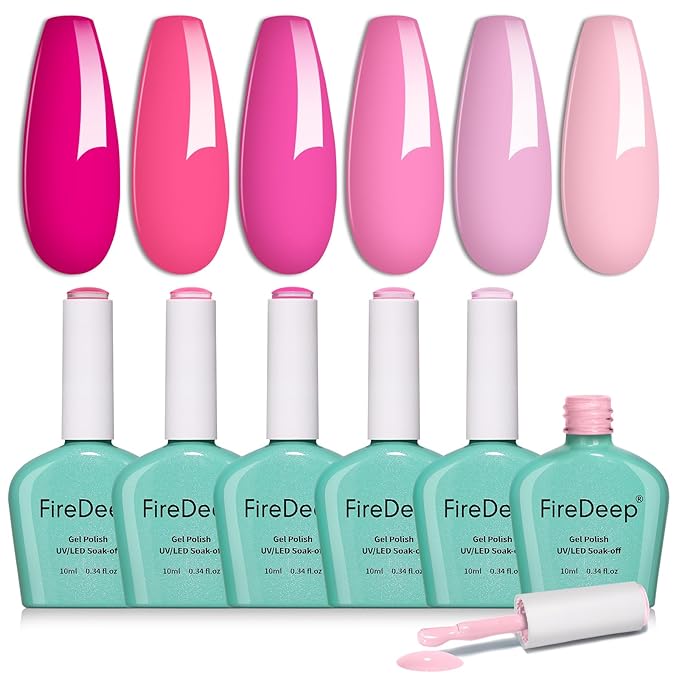 10ml Hema-Free Pink Gel Nail Polish Set 6 Colors Light Baby Blush Hot Pink Gel Polish Kit Soak Off Salon DIY at Home Gift for Women