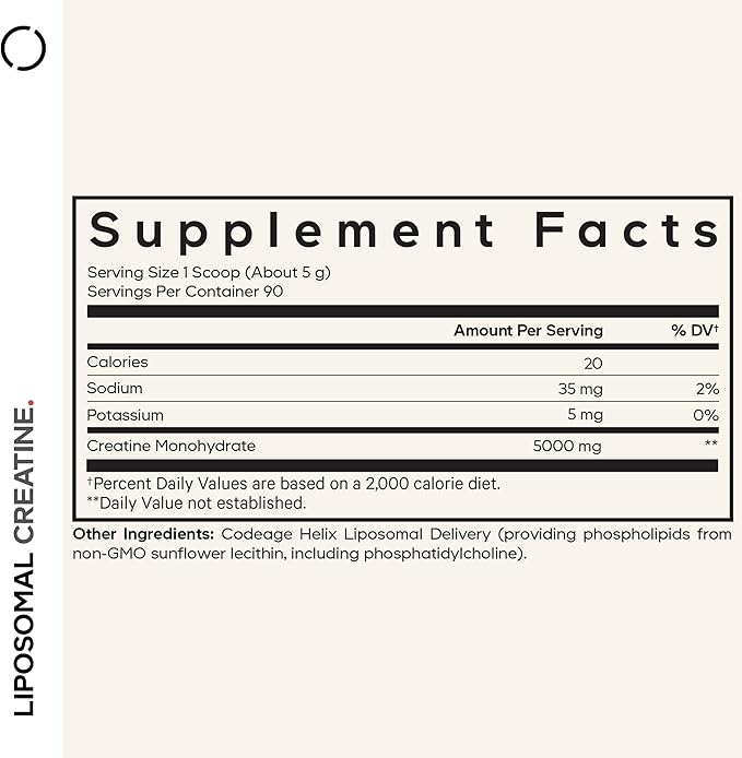 Codeage Liposomal Creatine Powder Supplement - 3-Month Supply - 5000mg Creatine Monohydrate Pre Workout & Post Workouts - Unflavored Creatine, Pure Creatine Powder, Creatinine for Sports - 90 Servings