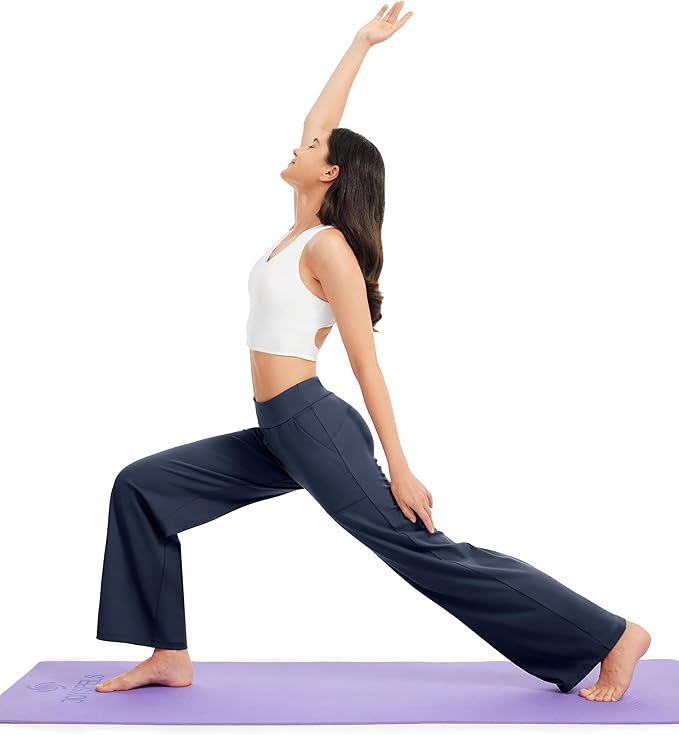 AFITNE Womens Wide Leg Yoga Pants with Pockets High Waist Stretch Dress Casual Pants Loose Lounge Sweatpants 28"/30"/32"