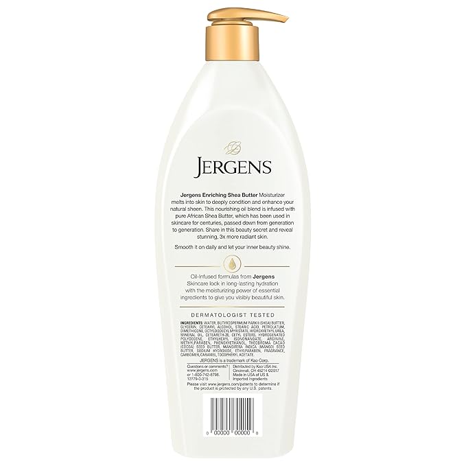 Jergens Shea Butter Hand and Body Lotion, Deep Conditioning Moisturizer, 3X More Radiant Skin, with Pure Shea Butter, Dermatologist Tested, 26.5 oz, 6 Pack