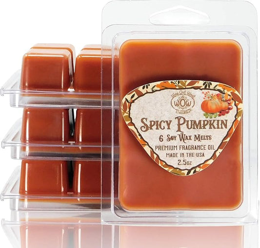 Scented Wax Melts - Highly Fragrant Air Freshener - 4 Pack Set of 6 Melt Cubes (4, Spicy Pumpkin)