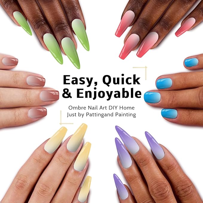 Sponge Pat Paint Nail Gel, Ombre Nails Gradient Gel Nail Blush Blooming Aura Nails Drawing Stripper Floral Painting DIY Nail Art, No Wipe, UV/LED Curing (16 Colors B)