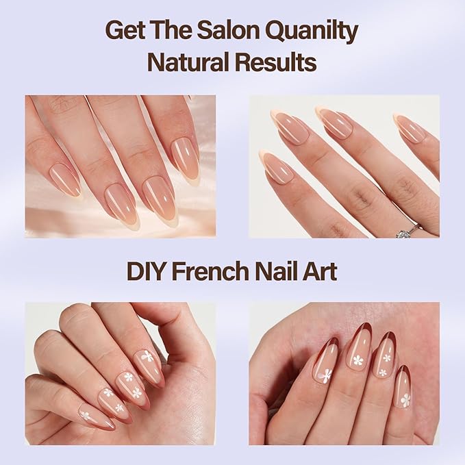 Misssix XBASICTIPS French Tip Press On Nails, 300Pcs Medium Almond French Gel Nail Tips, Soft Gel Pre-shaped No Need to File 3 in 1 Tips, Fake Nails for Nail Art DIY Extension Designs 15 Sizes