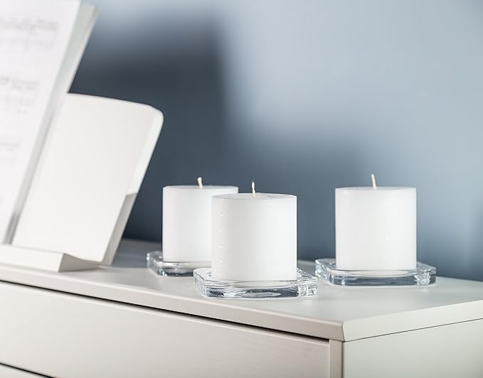 Melt Candle Pillar Candles, 3 Pack - Unscented Candles for Home, Church, Weddings, & More - 3" x 3", White