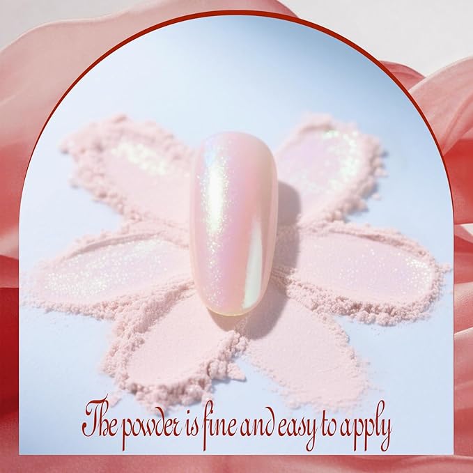 Artdone Green Aurora Chrome Nail Powder, Iridescent Unicorn Powder Metallic Mirror Effect Pigment Pearlescent Mermaid Pearl Glitter Dust Kit, Nail Art Decoration, Resin Craft