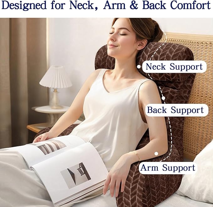 Back Pillow for Bed Sitting Up, Reading Pillow, Extra Large Arm Pillows for Adults for Back Support,Bed Pillow for Sitting up for Watching TV/Gaming/Relaxing
