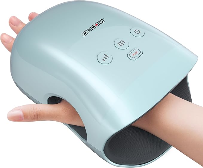 CINCOM Hand Massager - Cordless Hand Massager with Heat and Compression for Arthritis and Carpal Tunnel, Gifts for Women (Blue)