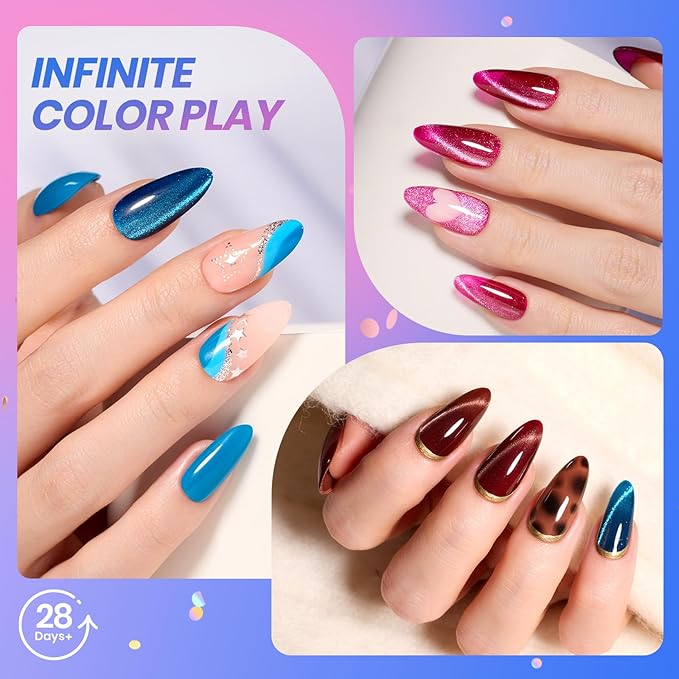 beetles Gel Polish Wandering Peace Collection 20 Colors Winter Gel Nail Polish Set 75 PCS Brown Blue Red Black Purple Glitter Cat Eye Glossy Matte Top Coat Uv Led Salon Home Christmas Gifts for Women