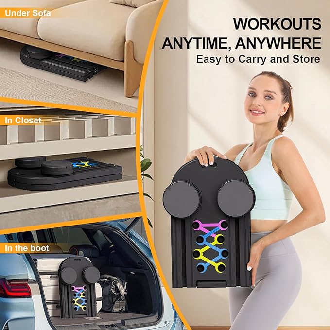 Pilates Reformer Set - Foldable Sliding Reformer, Pilates Board for Home Workout, Portable Abdominal Core Trainer Pilates Reformer Board - Full Body Workout Equipment for Home