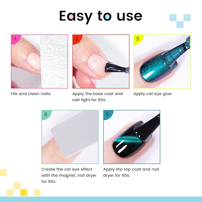 AIJIMEI Cat Eye Gel Polish Set - 8 Colors 10ML magnetic Gel Nail Polish Nail Art, Soak Off LED/UV Lamp Cured, Professional Salon Quality, Long Lasting Gel Nail Polish Kit