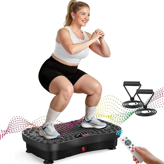 AXV Vibration Plate Fitness Platform Exercise Machine Vibrating Lymphatic Drainage Shaking Full Body Shaker Workout Vibrate Stand Shake Board Sport Gym for Weight Loss Fat Burner for Women Men