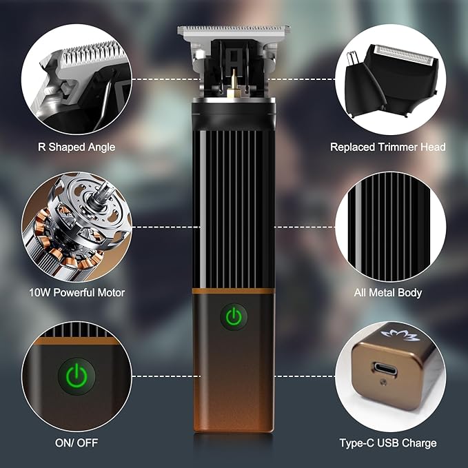 RESUXI Hair Clippers for Men T-Blade Trimmer Electric Shaver Razor Nose Hair Trimmer Set,Beard Grooming Kit 3 in 1 for Nose Ear Body Face Mustache,Father Gifts for Him