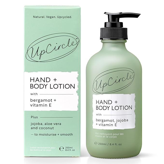 UPCIRCLE Hand + Body Lotion with Bergamot Water 8.45oz - For Nourishing + Repairing - Glycerin + Jojoba - Natural, Vegan + Cruelty Free