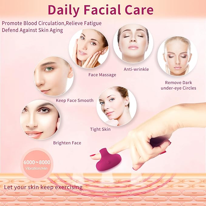 Facial Mini Massage Ball, Handhold Portable Quiet Waterproof USB Rechargeable Powerful Multifunctional Vibrating Travel Pocket Face Eye Finger Joint and Neck Jaw Massager (Deep Rose)