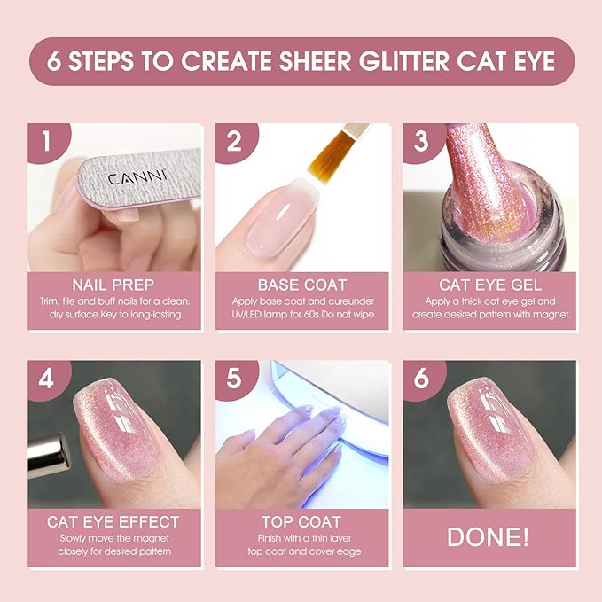 CANNI 8 Pcs 9 ML Glitter Sequins Gel Nail Polish Set, Shimmer Sparkly Shiny Pink Yellow Purple Blue Colors Polish Kit Soak Off Led Nail Art Gel Manicure Salon DIY Gifts