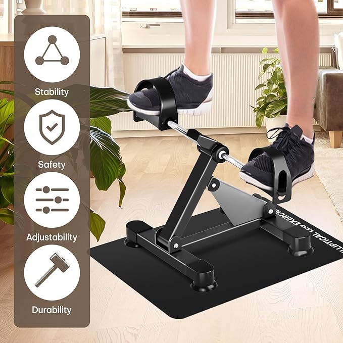 Under Desk Elliptical Mat - Non-Slip Exercise Equipment for Peloton Bike, Small Exercise Mat for Desk Workout Equipment