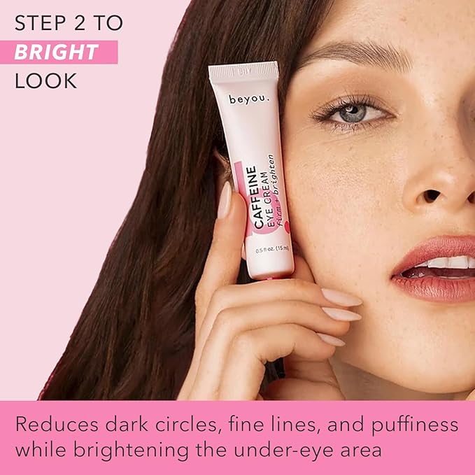 Beyou. All Day Glow Korean Skincare Bundle - K-Beauty Vitamin C Face Cleanser + Caffeine Eye Cream + Skin Booster Hyaluronic Acid Oil-Free Gel Moisturizer - 3-Step Skin Care Holiday Gift Set