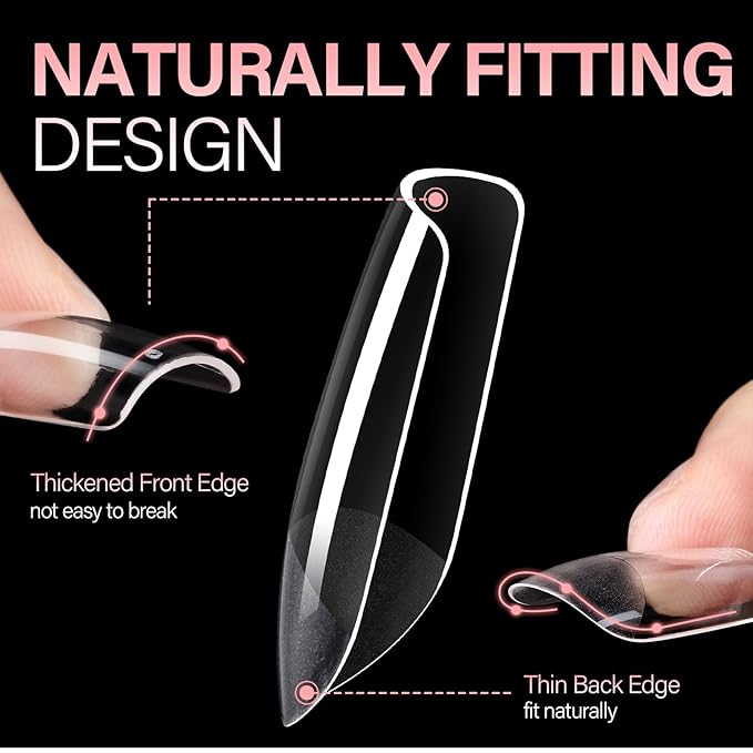 AILLSA Short Square Nail Tips Full Cover Clear Gelly Tips Half Matte Acrylic Tips Pre-Filed Fake Press on Nail Tips for Extension Home DIY Salon Manicure 216PCS 12 Sizes